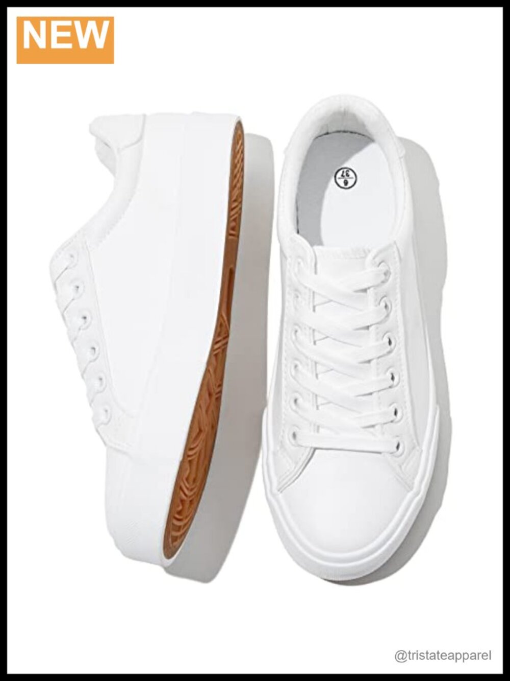 Women's White PU Leather Casual Sneakers Water Resistant Easy Clean Lace Up Flat
